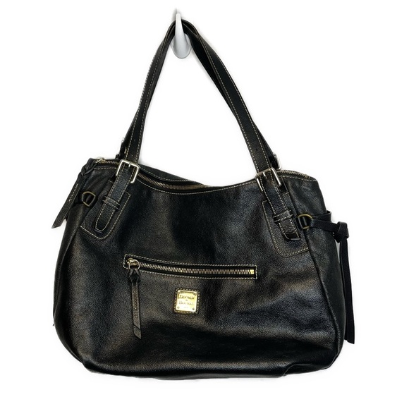 Dooney and Bourke Large Nina Pebbled Leather Black Bag - Picture 1 of 16